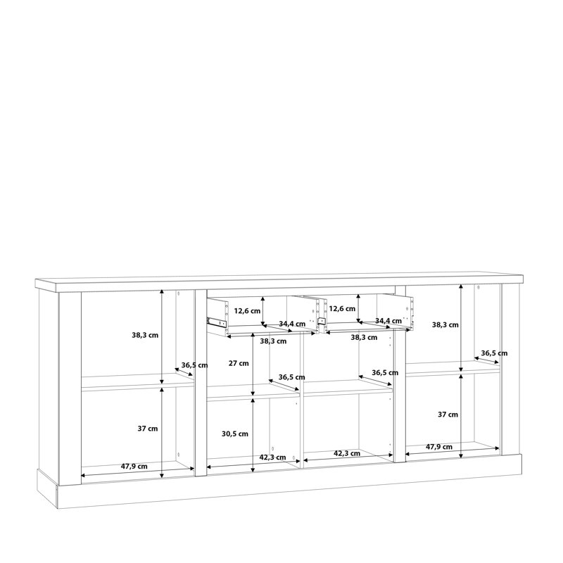 Nuzzo 212.8cm Wide 2 Drawer Sideboard, Pinia White