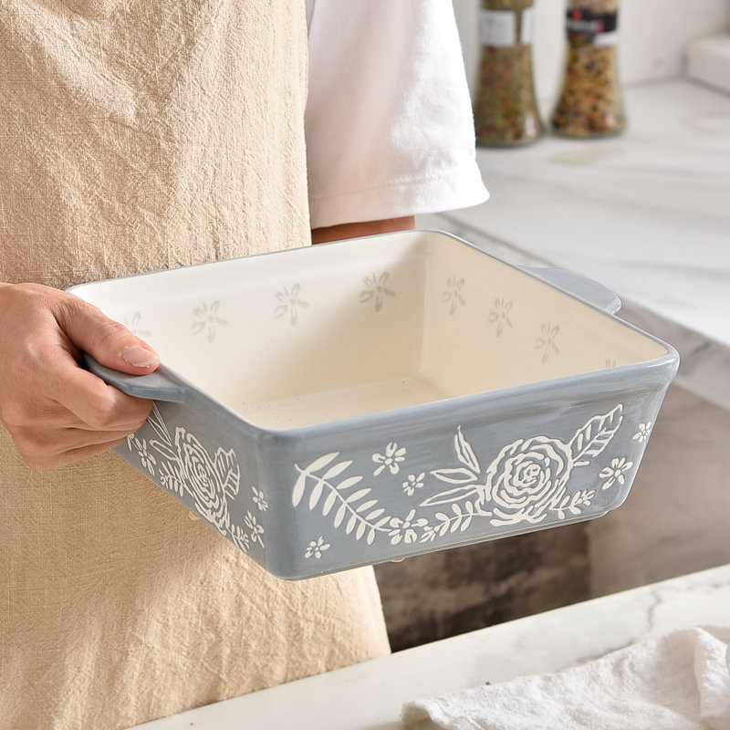 Wisenvoy Square Stoneware Baker Bakeware, Grey