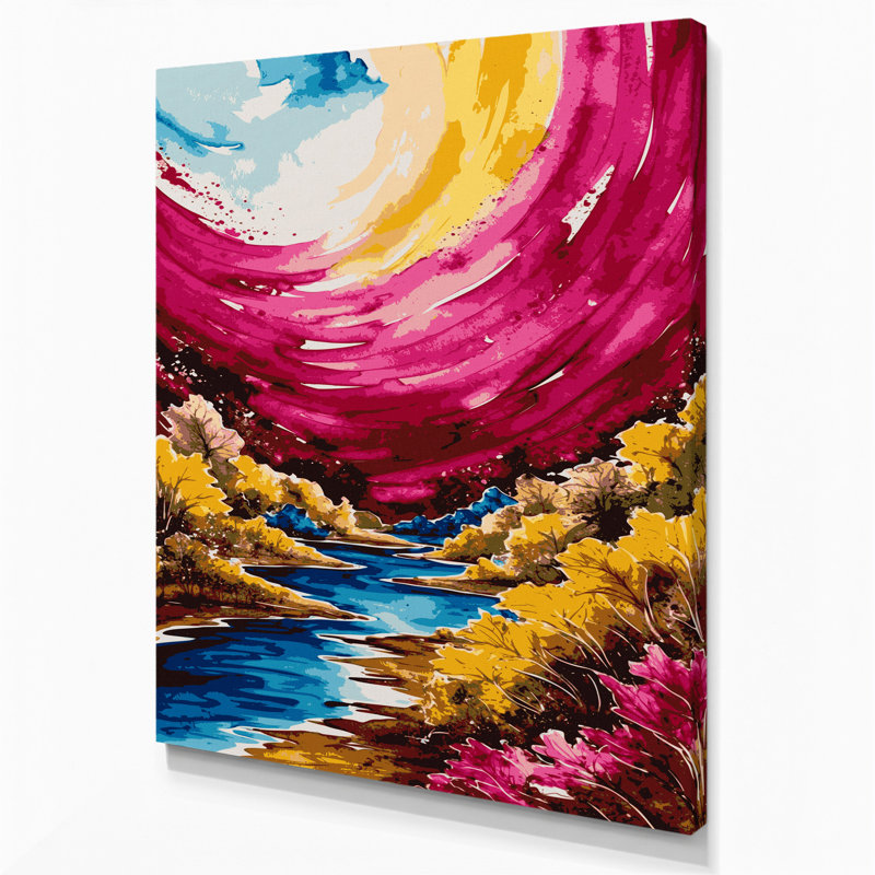 «Watercolor Landscape 97», art mural sur toile mauve, H 20 po x l 24 po