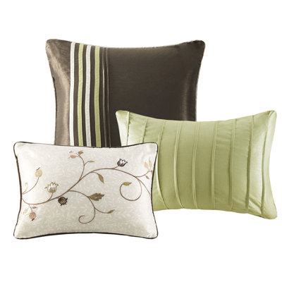 Édredon très grand 7 pièces - détails de broderie de style transitionnel, rembourrage, 2 taies décoratives, 3 coussins, 1 jupe de lit, style élégant, lavable à la machine, rembourrage, lavable décoratif