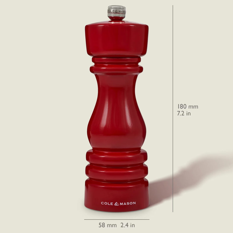 Beach Wood Pepper Mill, Red, 18" H x 6" W x 6" D