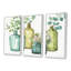 «Mixed Botanical Green Leaves» - Ensemble d'art mural sur toile encadré de campagne-72043505-72044232