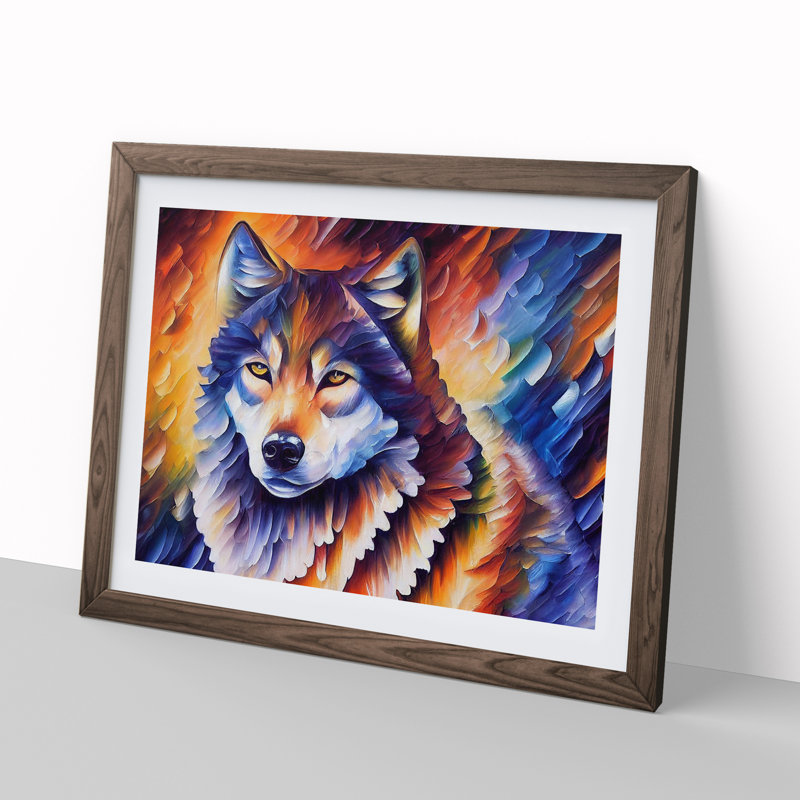 XH1022-10269X Wolf Painting Vol.4 Abstract - Single Picture Frame Print, 25cm H x 34cm W x 2cm D, Walnut Framed