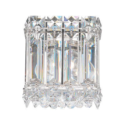 Quantum 1 Light 4.5in x 5in Wall Sconce in Polished Stainless Steel with Clear Optic Crystals