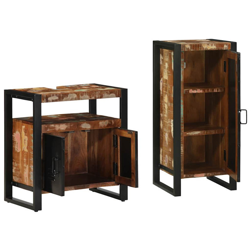 Bathroom Furniture Set 2 Pcs Solid Reclaimed Wood, Brown