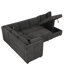 Salon en forme de U de 108,6 po avec lit et compartiment de rangement, 2 ports, prises de courant, lit modulaire en chenille noir confortable, chenille, rangement, prises de ports pour l'espace-803216152