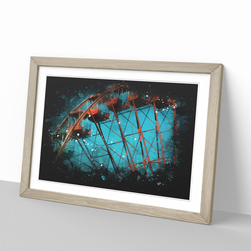 Ferris Wheel Vol.2 - Picture Frame Graphic Art, 27cm H x 36cm W x 2cm D, Oak Framed