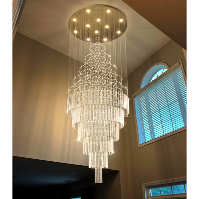 Glam Crystal Chandelier With Led Dimmable Bulbs