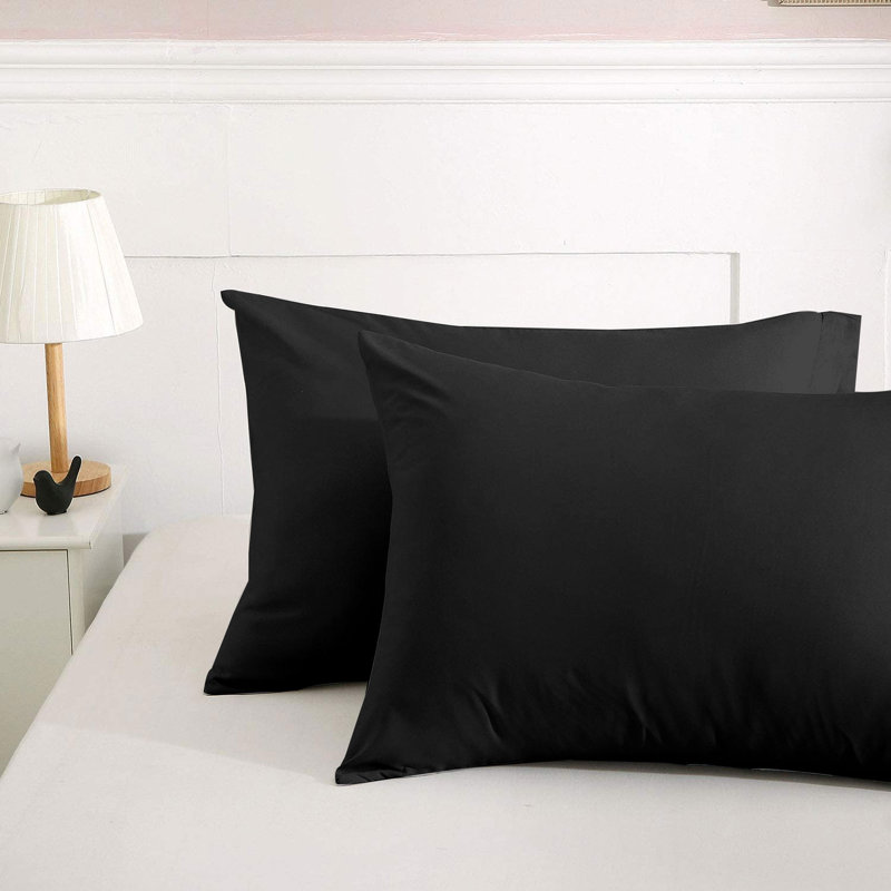 Kotto 100% Polyester Square Oxford Pillowcases, Black