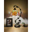 Lampe de table Shephard Tiffany avec fleurs roses, rouge, vitrail, fer, feuilles de métal, l 11 po x P 8 po x H 21 po