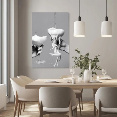 1Pc Framed Canvas Poster Print Foam Overflow, Wine Glass Spill, Minimalist Photography Style Wall Art Decor, Perfect for Room Decor Living Room Bedroo