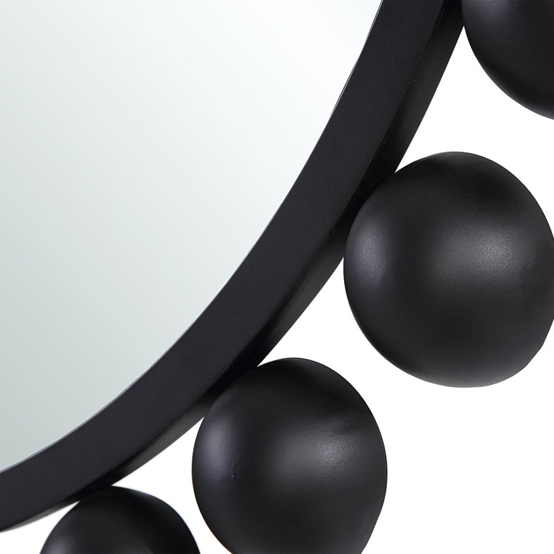 Asana Metal Round Wall Mirror, Black
