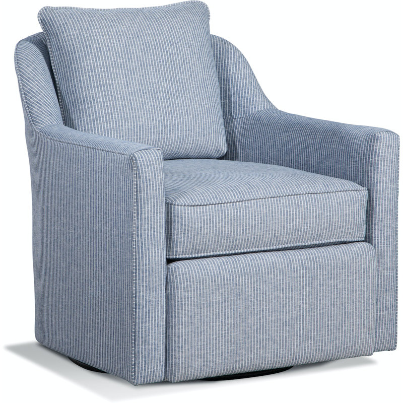 Leighton Swivel Armchair, Sunbrella Blue Pinstripe; 6205-64