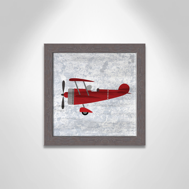 Impression sur papier rouge 2, H 12 po x l 12 po x P 0,6 po, Encadré plat à grain de bois gris