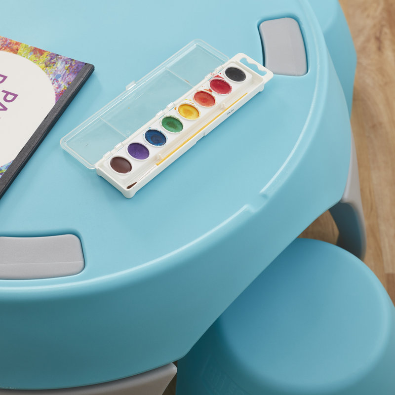 Ensemble de table et tabouret ECR4Kids Ayana, mobilier pour enfants, 5 pièces, Cyan / bleu / gris
