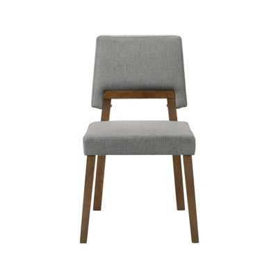Jeiren Armless Dining Chairs with Upholstered Back in Rubberwood and Fabric