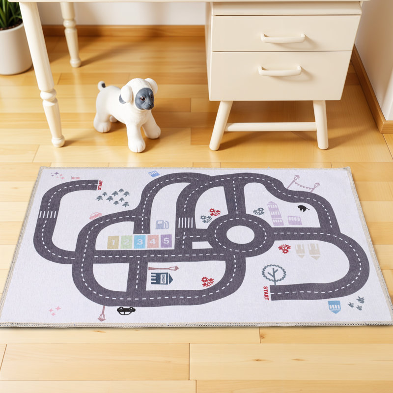Tapis d'intérieur lavable pour chambre d'enfant Country Road, Rectangle 3 pi x 5 pi