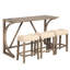 Ensemble de table de bar 4 pièces avec prise de courant, ensemble de table de bar et chaises, ensemble de table de bar avec 3 tabourets rembourrés pour le salon, la salle à manger et la salle de jeux-2076327080