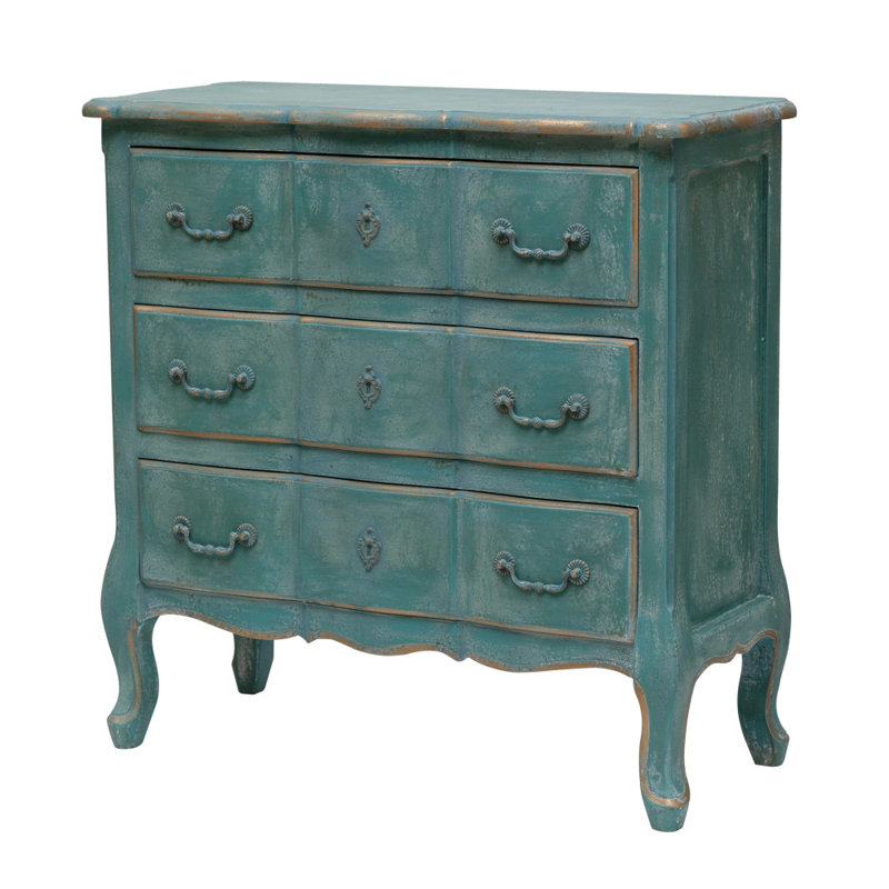 Wood Home Dresser Cabinet, Distressed Blue