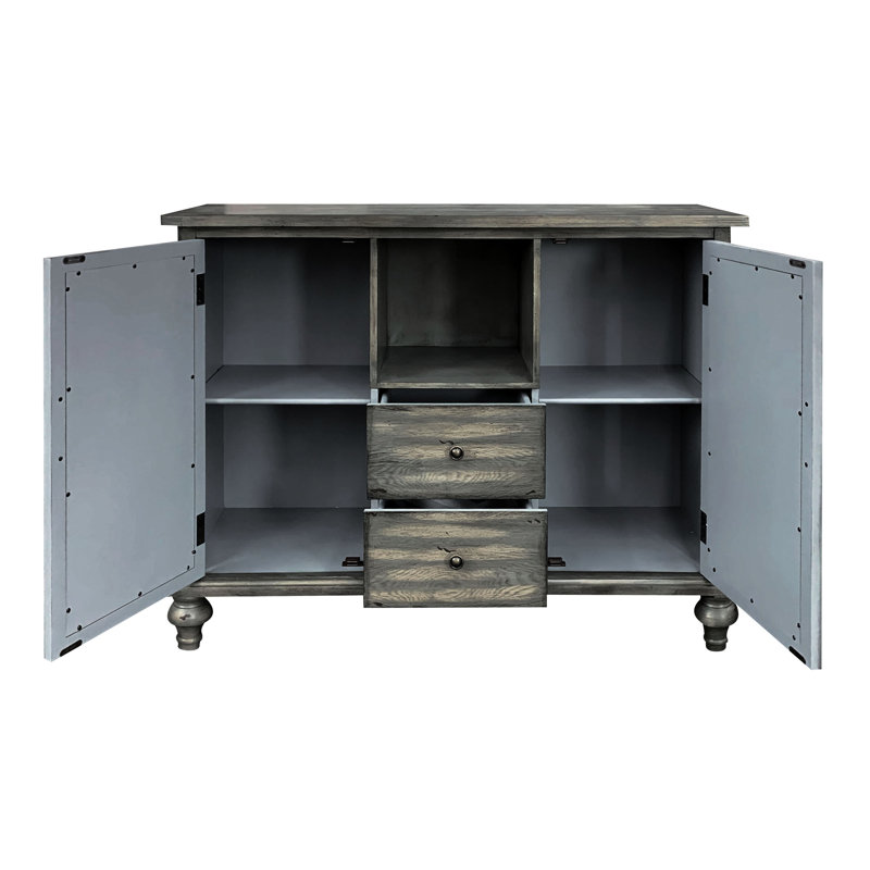Gray Weathered Console With Ample Space - And Attractive Rectangular Storage & Decorative Element