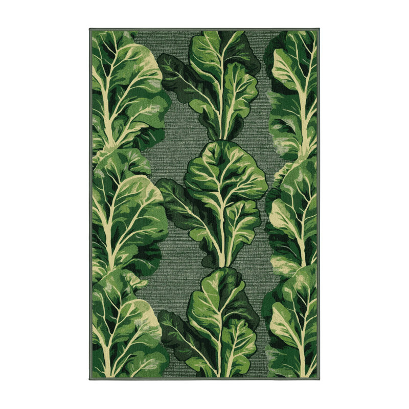 Washable Collard Greens Vegetables Area Rug, Rectangle 5' x 7'