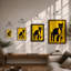 Cat On Striped Chair Modern - Print-744495264-744495270