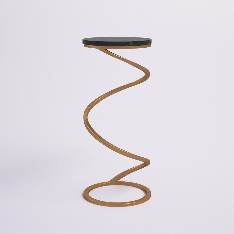Lorelai Granite Top End Table, Gold, Black
