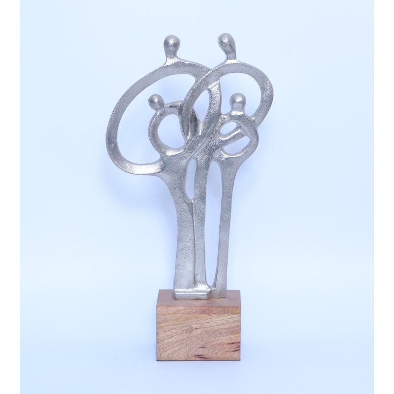 Avruch 48cm Decor Silver  Metal Family Of Four Figurine
