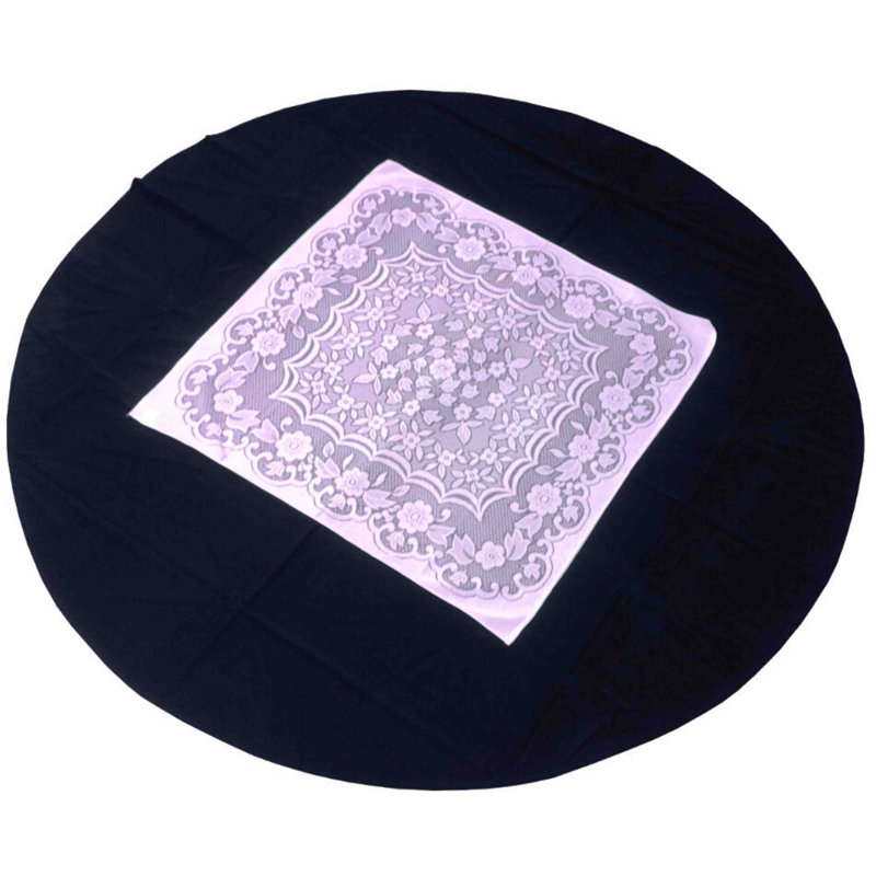 LACE TOPPER WITH PLAIN ROUND Calijah Solid Colour Tablecloth set, Black