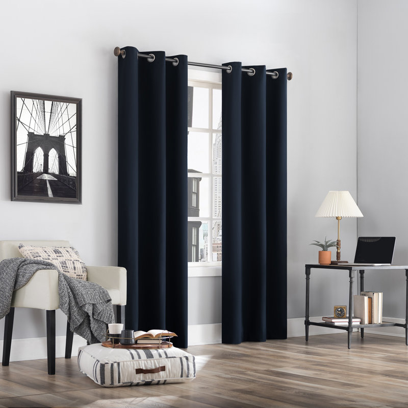 Thermal 100% Blackout Grommet Curtain Panel - Basics by Wayfair™, 40" W x 63" L, Navy