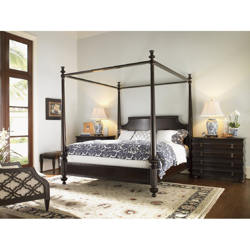 Tommy Bahama Home Royal Kahala Solid Wood Low Profile Canopy Bed