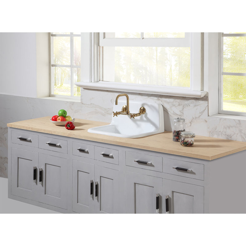 Kingston Brass Petra Galley 22-Inch Cast Iron Wall Mount 2-Hole Single Bowl Kitchen Sink