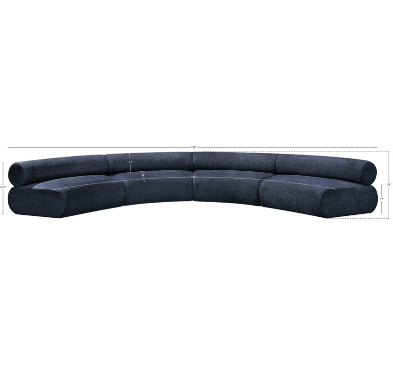 Canapé modulaire rembourré 183 po Bale, Tissu chenille bleu marine