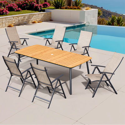 8 - Person Outdoor Dining Set With Foldable Chairs