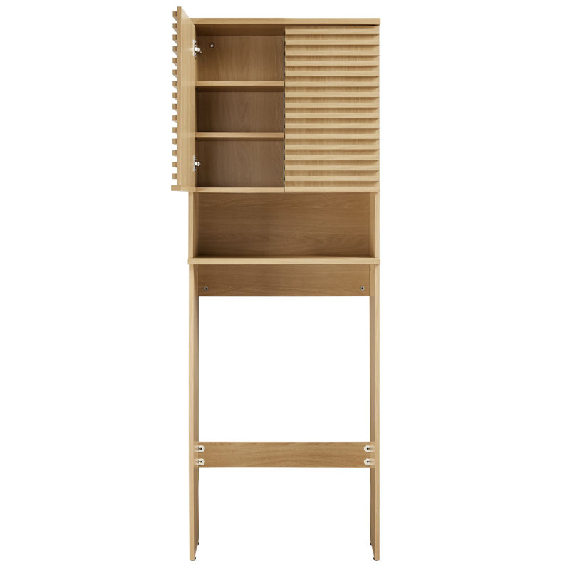 Natural Oak Over the Toilet Storage Cabinet with Adjustable Shelving