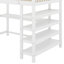 Lit mezzanine double avec tablettes de rangement et bureau-704342355
