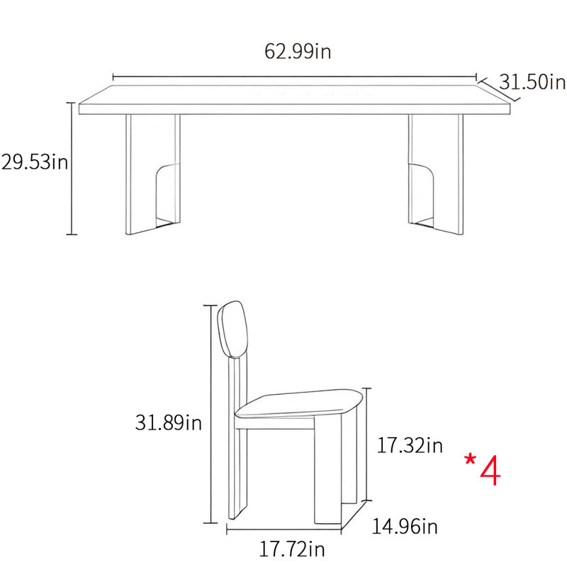 French style retro rectangular dining table sets, 29.53"H x 62.99"L x 31.5"W