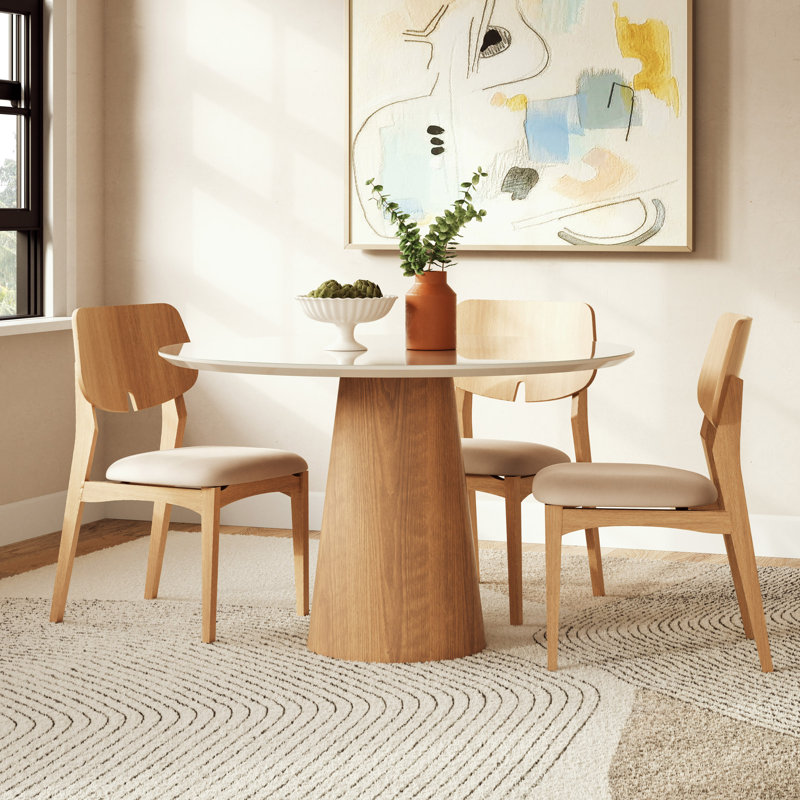 Modern Brazilian Mona Glass Top Round Dining Table, Floresta