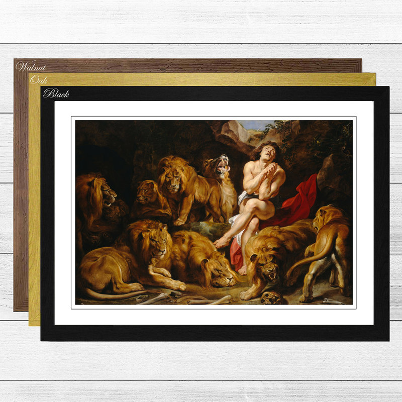 Daniel In The Lions Den by Peter Paul Rubens - Single Picture Frame Painting, Black