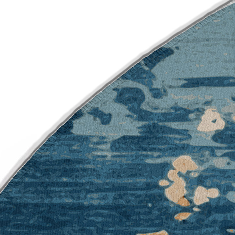 Watercolor Green Indoor and Outdoor Area Rug, Round 5'