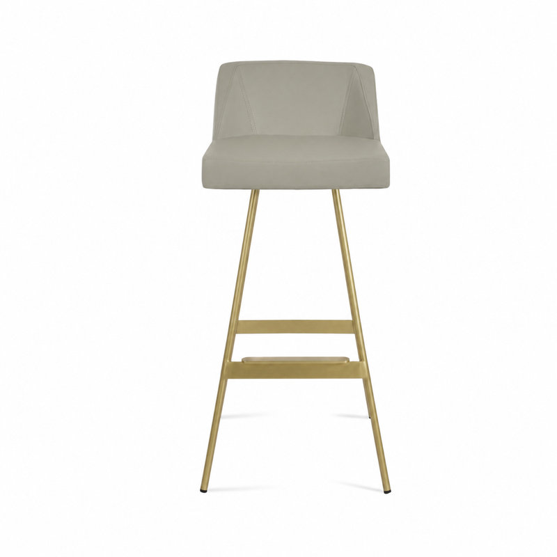 Tabouret Prisma Balat, Bar Stool (28” Seat Height ), Light Gray/Brass
