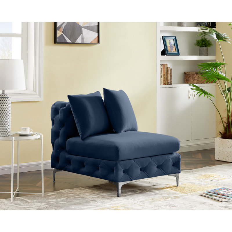 Chaise d'appoint en velours touffeté l 30 po, Velours marine