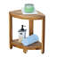 EcoDecors, 17 po, tablette de coin en teck, tabouret de douche en teck, petit banc de salle de bain, tablette de coin en teck, en EarthyTeak ™-116865994