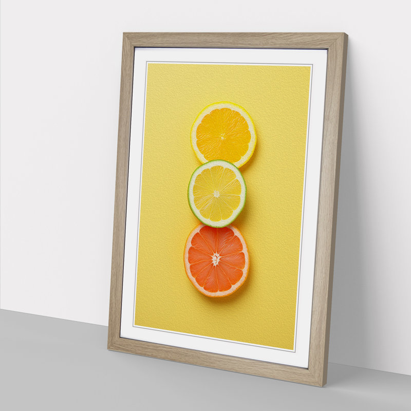 Citrus Fruits Minimalism - Framed Print, Oak Framed, 64cm H x 46cm W