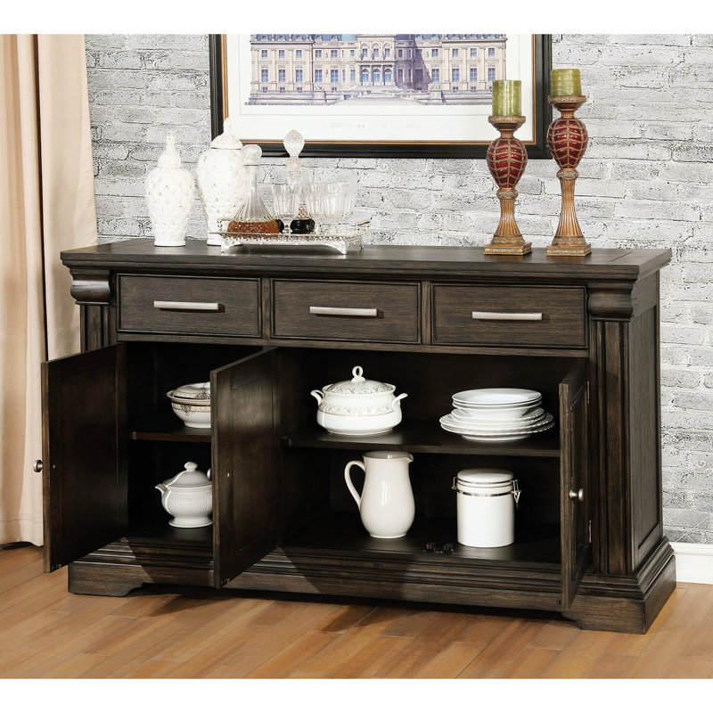 Modern 1pc Server With Finish, Solid Wood And Paper Veneer, Storage For Dining, Transitional Design Classic In Tone, Wood, Drawers Contemporary