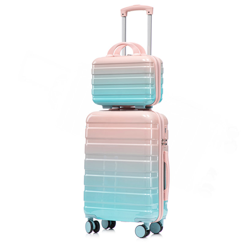 14 "/ 20" 2 pièces / ensemble dans un bagage à roulettes pour PC, valise de cabine, avec couleur dégradée et serrure à combinaison