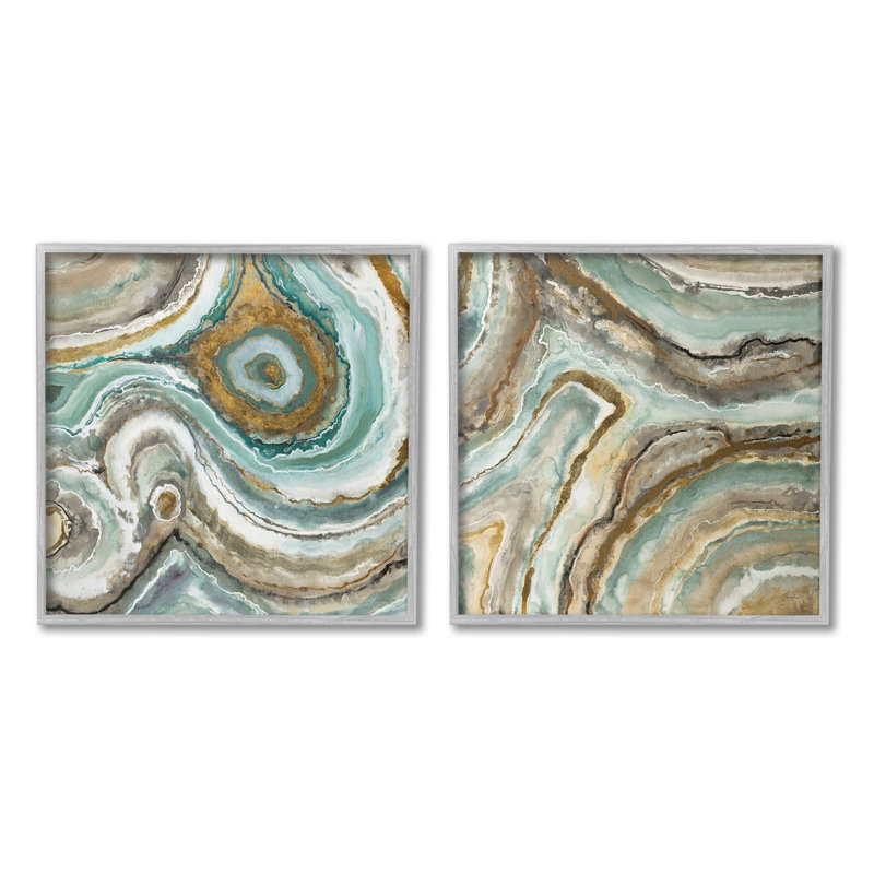 "Cadre à motif d'agate tourbillonnant" par Liz Jardine, 2 pièces sur toile, H 24 po x l 24 po, Giclée encadrée noir minuit
