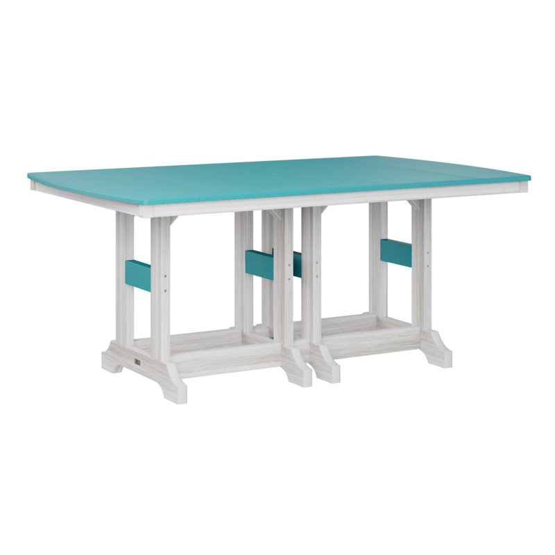Table de bar rectangulaire Berlin Garden Garden Classic, H 39,5 po x l 72 po x P 44 po, Coquille de mer, Bleu Aruba