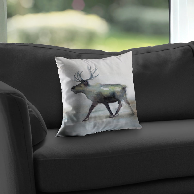 Caribou Gray Poly Twill Throw Pillow – Poly Twill Throw Pillow with Insert, Double-Sided Print
