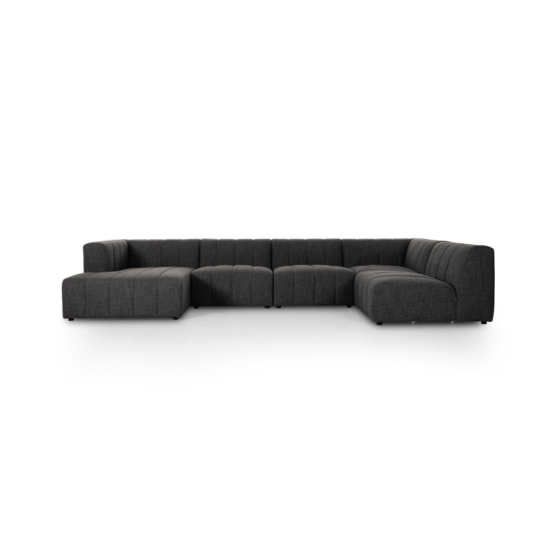 Canapé modulaire Bowry, Orienté à gauche (vu de face), Mélange de polyester gris anthracite Saxon